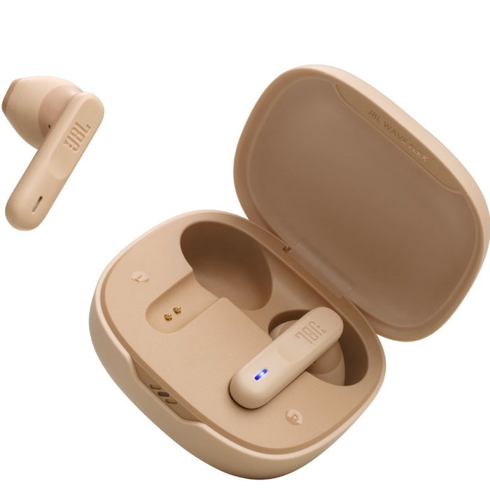 JBL Wave Flex Auriculares Inalámbricos True Wireless Bluetooth IP54 Beige, Estuche de Carga, 32h Autonomía, Carga Rápida, Sonido Deep Bass - Ref: JBLWFLEXBEG